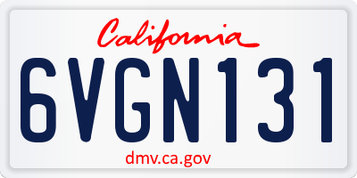 CA license plate 6VGN131