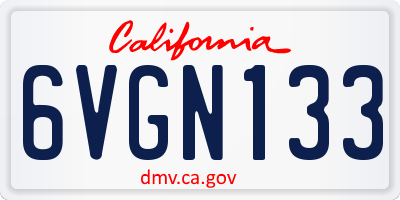 CA license plate 6VGN133