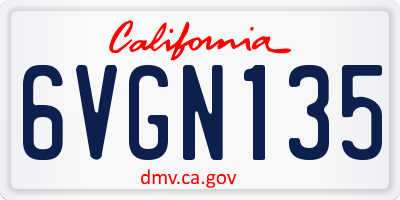 CA license plate 6VGN135