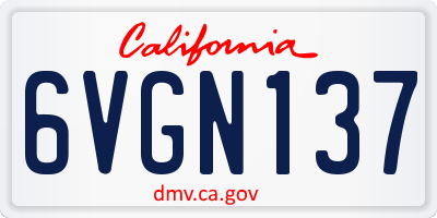 CA license plate 6VGN137