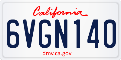CA license plate 6VGN140