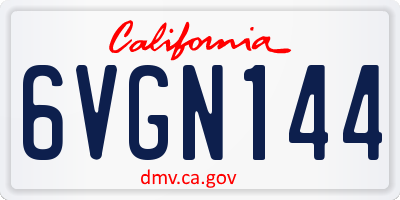 CA license plate 6VGN144