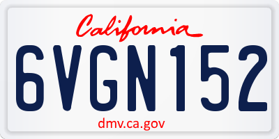 CA license plate 6VGN152