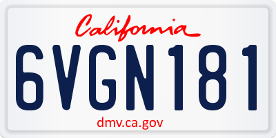 CA license plate 6VGN181