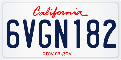 CA license plate 6VGN182