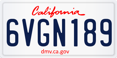 CA license plate 6VGN189
