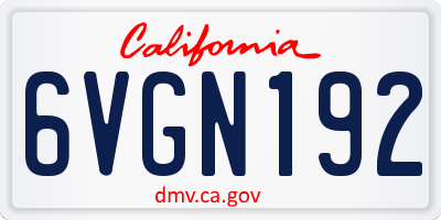 CA license plate 6VGN192