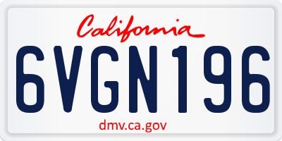 CA license plate 6VGN196
