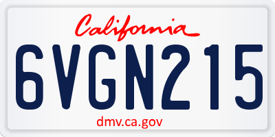 CA license plate 6VGN215
