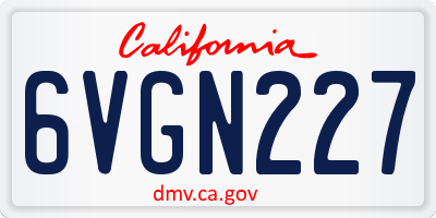 CA license plate 6VGN227