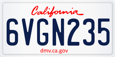 CA license plate 6VGN235