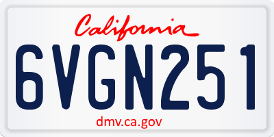 CA license plate 6VGN251