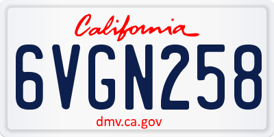 CA license plate 6VGN258