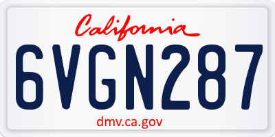CA license plate 6VGN287