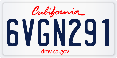 CA license plate 6VGN291