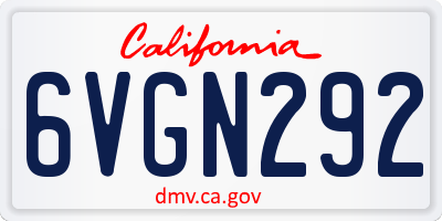 CA license plate 6VGN292