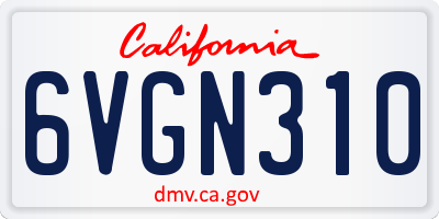 CA license plate 6VGN310