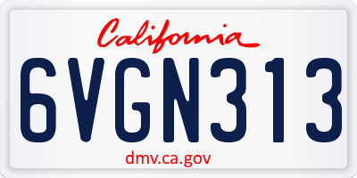 CA license plate 6VGN313