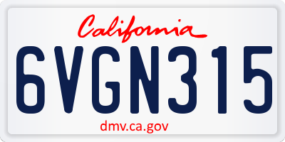 CA license plate 6VGN315