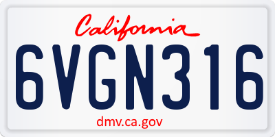 CA license plate 6VGN316