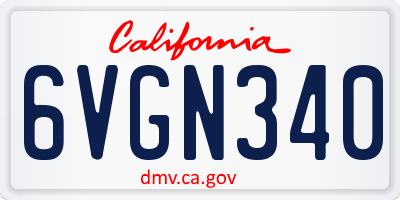 CA license plate 6VGN340