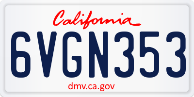 CA license plate 6VGN353