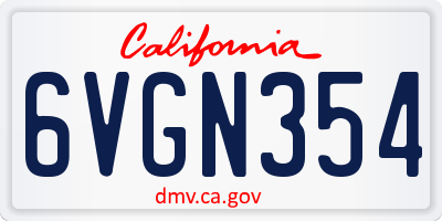 CA license plate 6VGN354