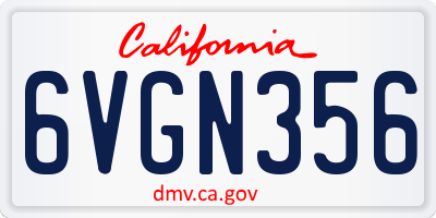 CA license plate 6VGN356