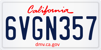 CA license plate 6VGN357