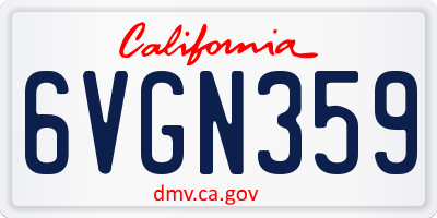 CA license plate 6VGN359