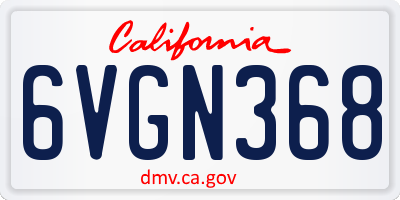 CA license plate 6VGN368