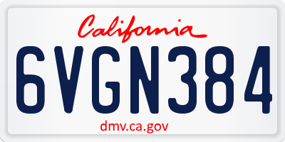 CA license plate 6VGN384