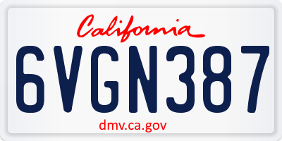 CA license plate 6VGN387