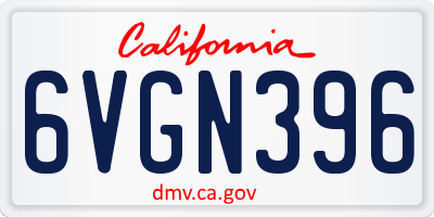 CA license plate 6VGN396