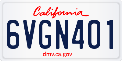 CA license plate 6VGN401