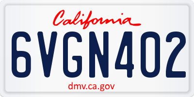 CA license plate 6VGN402