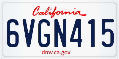 CA license plate 6VGN415