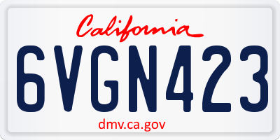 CA license plate 6VGN423