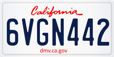 CA license plate 6VGN442