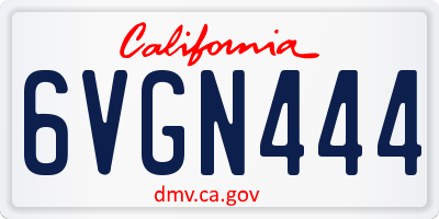 CA license plate 6VGN444