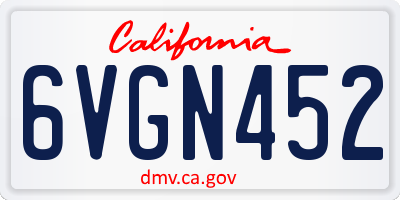 CA license plate 6VGN452