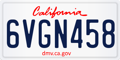 CA license plate 6VGN458