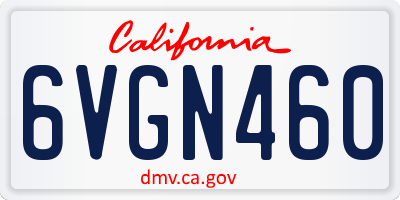 CA license plate 6VGN460