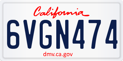 CA license plate 6VGN474