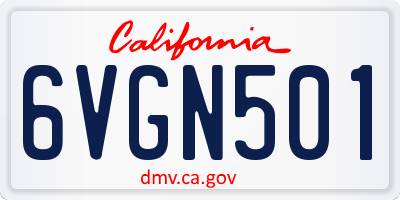 CA license plate 6VGN501