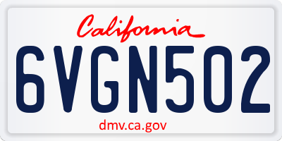 CA license plate 6VGN502