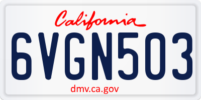 CA license plate 6VGN503
