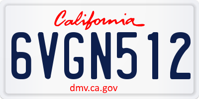 CA license plate 6VGN512