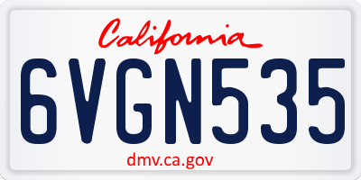 CA license plate 6VGN535