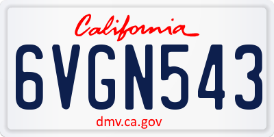 CA license plate 6VGN543